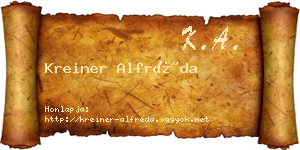 Kreiner Alfréda névjegykártya